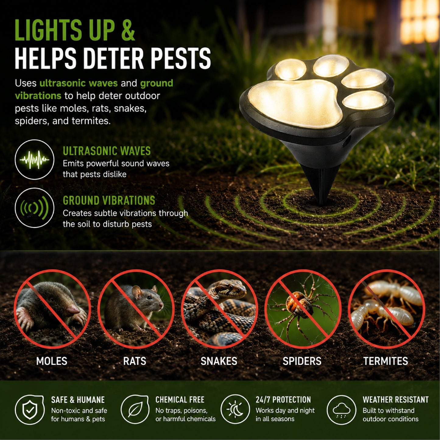 Willow & Home™ PawGuard Solar Lawn Lights Pest Repeller